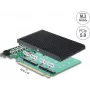 Delock PCI Express 5.0 x16 karta na 4 x interné NVMe M.2 Key M s chladičom - bifurkácia