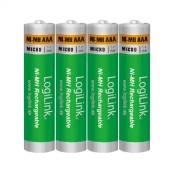 LogiLink LR03RB4 nabíjateľné NiMH AAA batérie, blister 4 ks, 800 mAh, 1,2 V, prednabité, nízke samovybíjanie