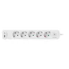 LogiLink LPS280U zásuvková lišta, 5 AC zásuviek, 2 USB porty (USB-A & USB-C), 17W, biela