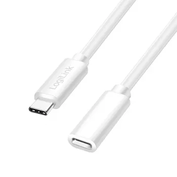 LogiLink USB 2.0 Type-C predlžovací kábel, C/M na C/F, 480 Mbps, 60W, biely, 3 m