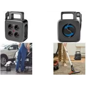 LogiLink LPS504 káblový navijak so 4 zásuvkami Schuko a 2 USB portmi, 5 m kábel, čierna