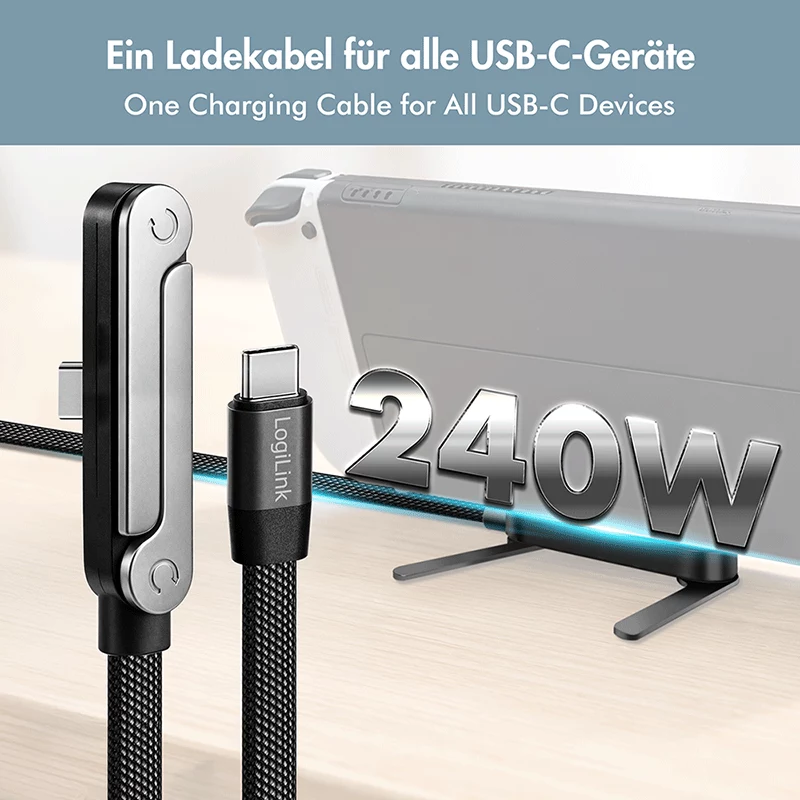 LogiLink USB 2.0 Type-C kábel C/M na C/M 480 Mbps 240W plochý čierny 1,5m