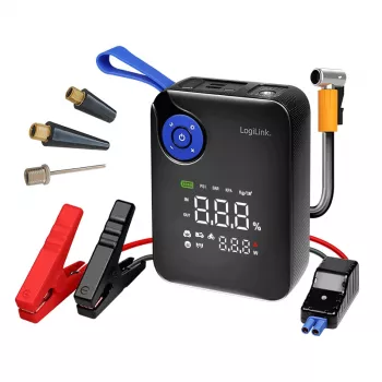 LogiLink PA0358 4-in-1 autoštartovacia powerbanka s vzduchovým kompresorom, 7200 mAh, 200A štartovací prúd, LED baterka