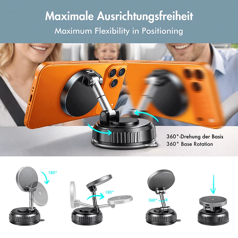 LogiLink bezdrôtová auto nabíjačka, vákuový magnet, 360° sklopná, 25W