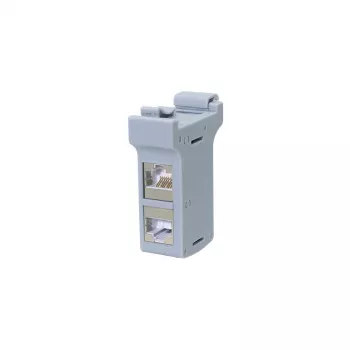 LogiLink DIN lišta montážny adaptér s 2 Cat.6A tienenými inline spojkami, 10G, PoE++ (MP0079)