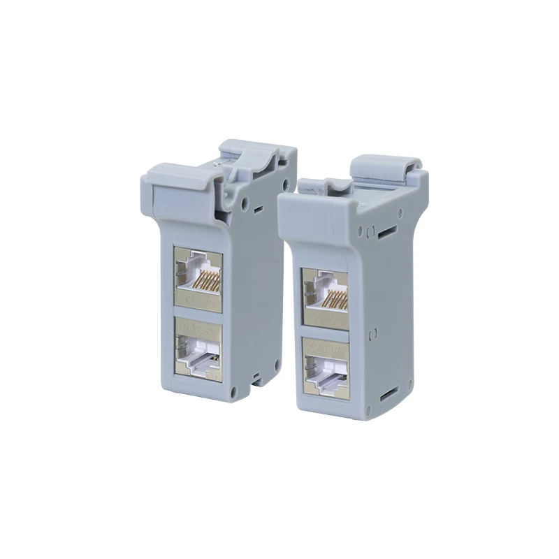 LogiLink DIN lišta montážny adaptér s 2 Cat.6A tienenými inline spojkami, 10G, PoE++ (MP0079)