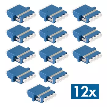 LogiLink LC Quad optický adaptér, 12-pack, modrý, prírubová montáž, Singlemode