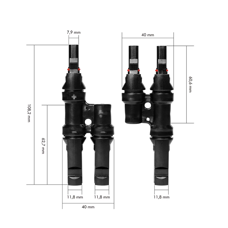 LogiLink solárny Y konektor set, 2 kusy, MC4-kompatibilný, konektor samec & samica, PVC, čierny