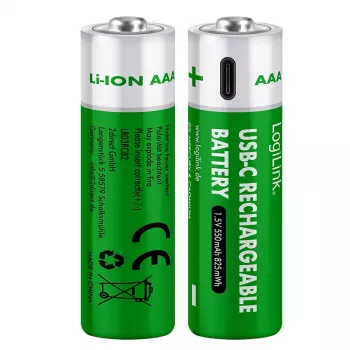 LogiLink LR03RCB2 USB-C nabíjateľné AAA Li-Ion batérie, 1,5V, balenie 2 ks