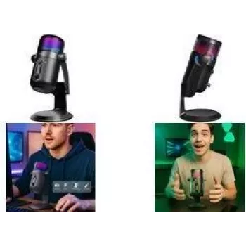 LogiLink HS0058 USB kondenzátorový mikrofón s RGB svetlom, 192kHz, čierny