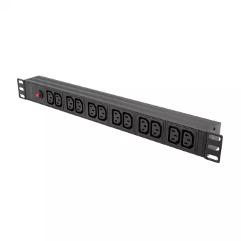 LogiLink 19 palcový 1U rack-PDU s 12x IEC C13 zásuvkami, 10A, s ochranou proti preťaženiu