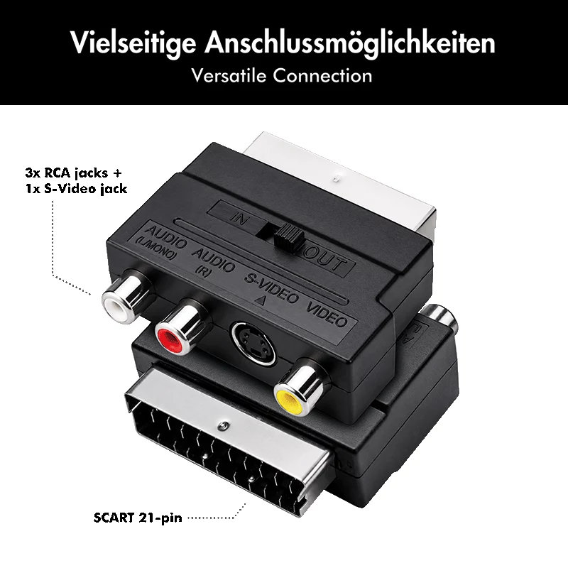 LogiLink SCART na RCA/S-Video adaptér s prepínačom, čierny