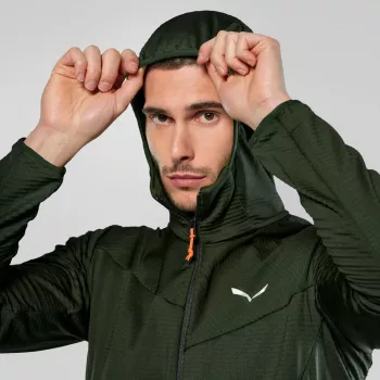 Salewa Puez Altavia PL HD pánska kapucňová fleece bunda - tmavoolivová, veľkosť M