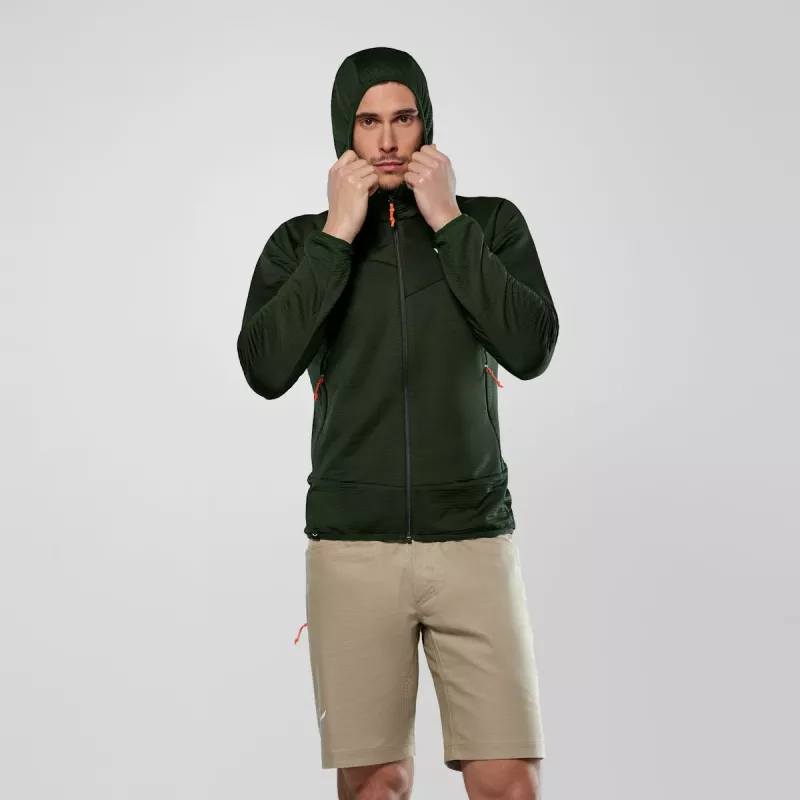 Salewa Puez Altavia PL HD pánska kapucňová fleece bunda - tmavoolivová, veľkosť M