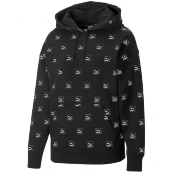 PUMA Brand Love AOP Hoodie FL čierna 535706 01 pánska Relaxed Fit all-over-print mikina