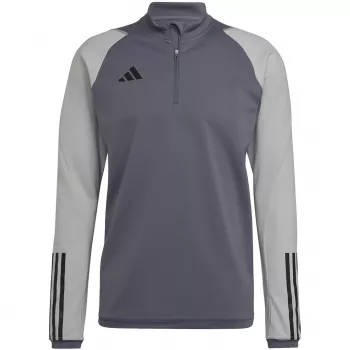 adidas Tiro 23 Competition tréningové tričko pánske Team Grey Four Slim Fit štvrťzips dlhý rukáv AEROREADY recyklovaný polyester HU1316