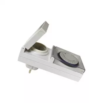 LogiLink ET0006 mechanické spínacie hodiny pre vonkajšie použitie, IP44, 3680 W, 16 A, denný program, 96 segmentov, 15-minútové intervaly, Schuko, čierna/sivá