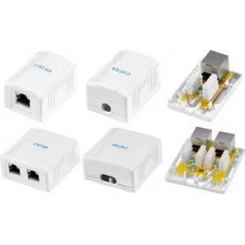 LogiLink NP0097 Cat.6A nástenná zásuvka, 2x RJ45, tienená, biela