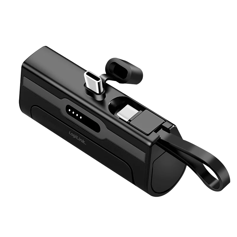 LogiLink mobilná power banka, LiPo, 4500 mAh, integrovaný USB-C konektor samec, čierna