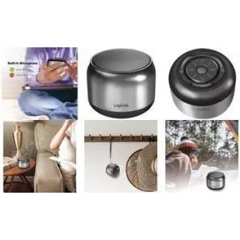 LogiLink SP0063H Bluetooth 5.1 TWS prenosný reproduktor, tmavosivý/čierny, funkcia handsfree, dosah 10 m