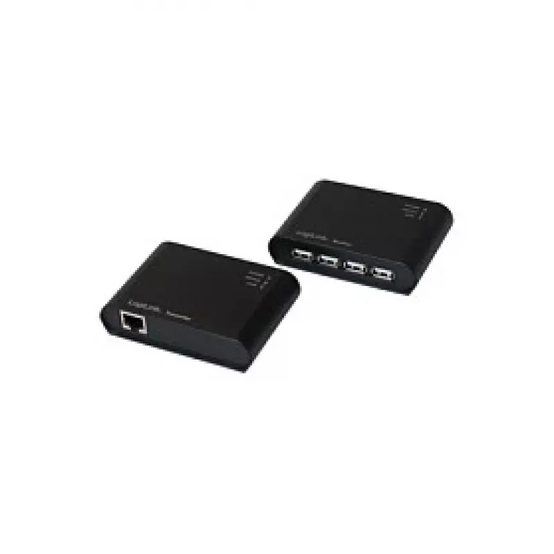 LogiLink USB 2.0 Cat.5 extender s 4-portovým hubom, 50 m, čierny