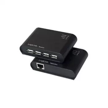 LogiLink USB 2.0 Cat.5 extender s 4-portovým hubom, 50 m, čierny