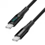 LogiLink USB 2.0 Type-C kábel s indikátorom výkonu, C/M na C/M, 480 Mbps, 240W PD 3.1, nylonový pletený, čierny, 1 m