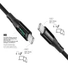 LogiLink USB 2.0 Type-C kábel s indikátorom výkonu, C/M na C/M, 480 Mbps, 240W PD 3.1, nylonový pletený, čierny, 1 m