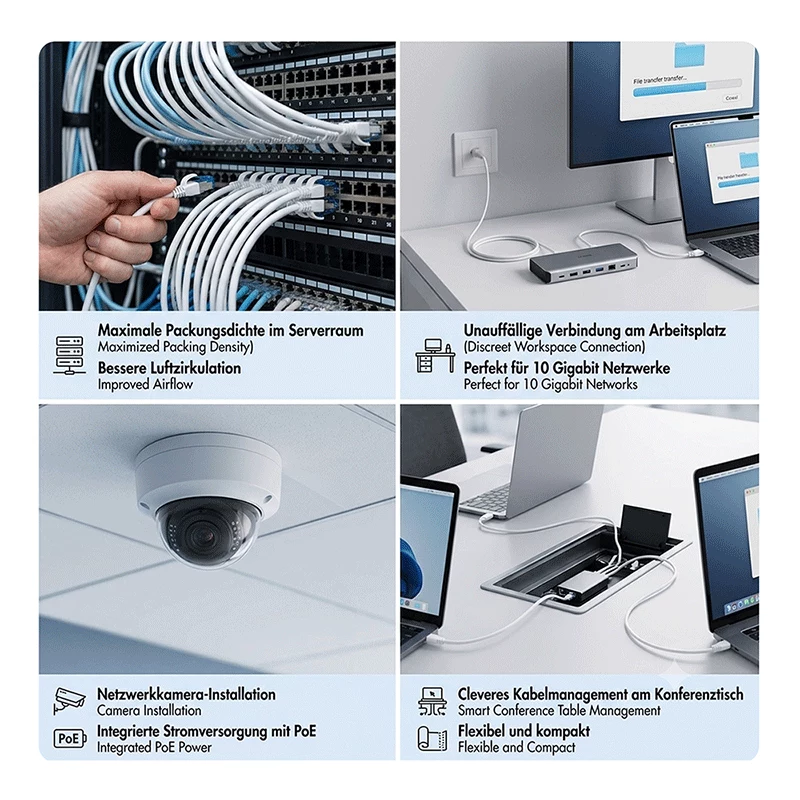 LogiLink Cat.6A Slim S/FTP LSZH patch kábel, biela, 20 m