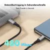 LogiLink USB 2.0 Type-C kábel, C/M na C/M, 480 Mbps, 240W, nylon, kov, čierny/strieborný, 0,5 m