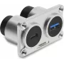 Delock Dual Panel Mount USB 3.2 Gen 1 Type-A konektor samica + USB 3.2 Gen 2 Type-C konektor samica so 100 W Power Delivery, strieborný