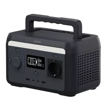 LogiLink prenosná powerstation 300W LiFePO4 batéria, 288Wh čistá sínusová vlna, 60W USB-C PD, QC3.0, Solar Ready