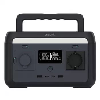 LogiLink prenosná powerstation 300W LiFePO4 batéria, 288Wh čistá sínusová vlna, 60W USB-C PD, QC3.0, Solar Ready