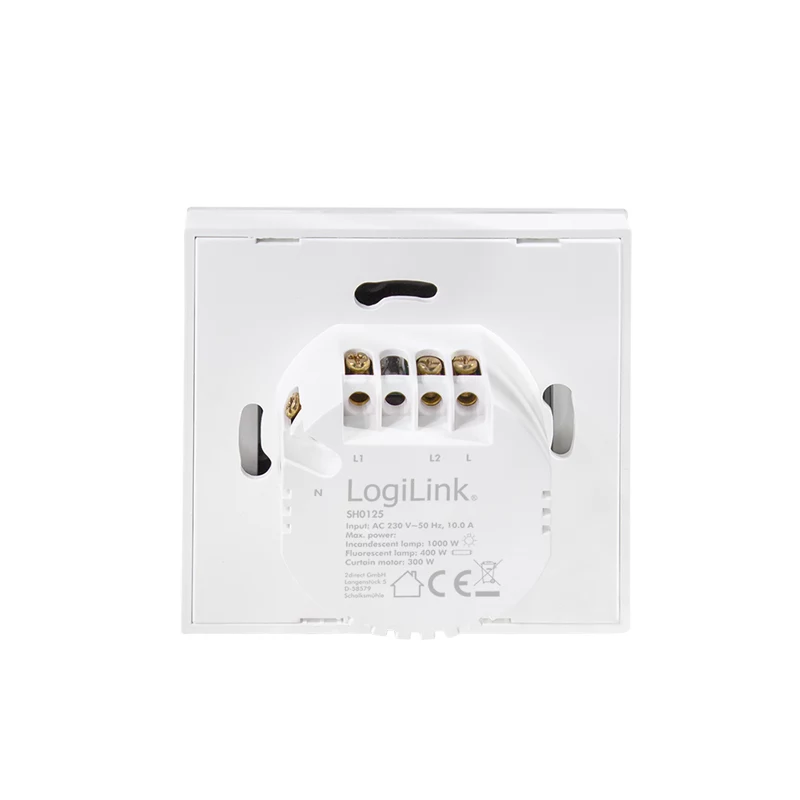 LogiLink WiFi Smart EU svetelný vypínač, 2-násobný, kompatibilný s Tuya, biely