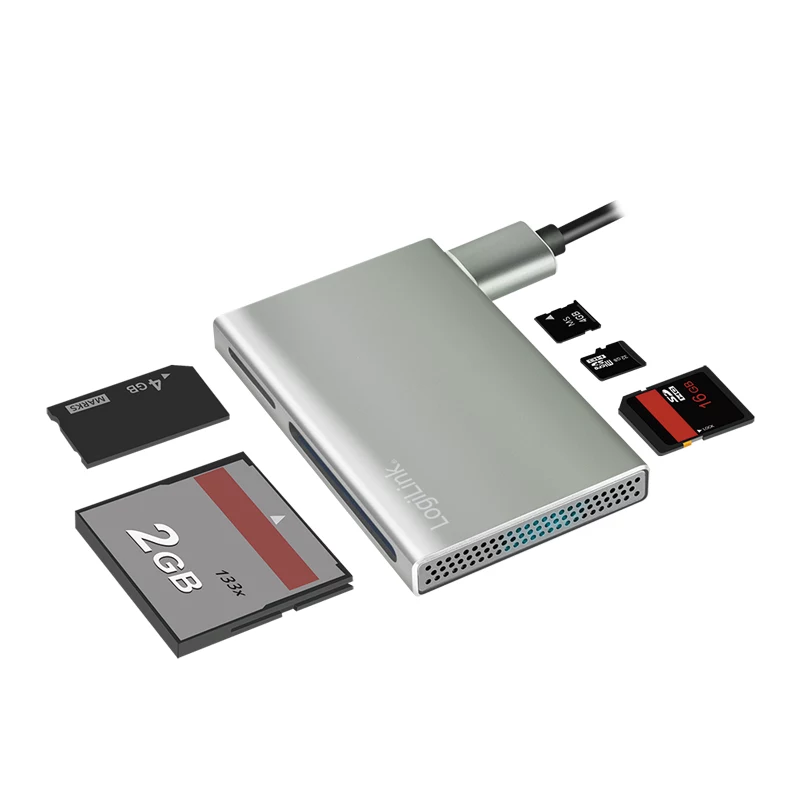 LogiLink USB 3.2 Gen1 5-in-1 čítačka kariet, kovové puzdro, strieborná
