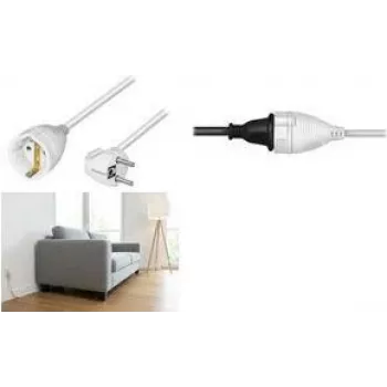 LogiLink LPS105 predlžovací kábel, CEE 7/7 rohový konektor samec na CEE 7/3 zásuvka, 2 m, biela