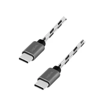 LogiLink USB 2.0 Type-C sada 3 káblov, C/M na C/M, hliník, nylon, biela/čierna