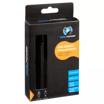 RealPower PB2000 mAh hliníková power banka, čierna