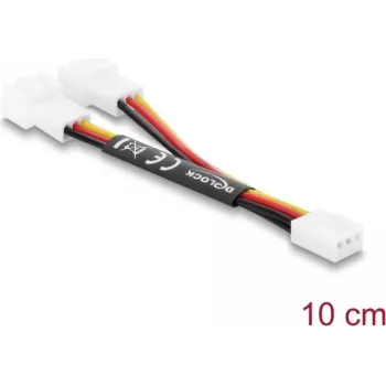 Delock Y kábel ventilátora 1 x 3-pin samica na 2 x 3-pin samec 10 cm