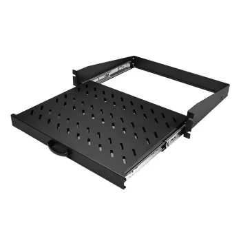 LogiLink 19 palcová výsuvná konzolová polica 2U, hĺbka 350 mm, nosnosť 30 kg, čierna