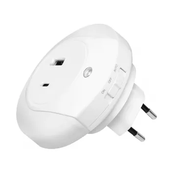 LogiLink LED nočné svetlo so senzorom súmraku, 1x USB-A a 1x USB-C, 18W celkový výkon