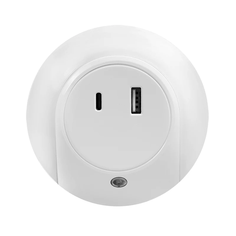 LogiLink LED nočné svetlo so senzorom súmraku, 1x USB-A a 1x USB-C, 18W celkový výkon