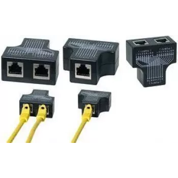 LogiLink RJ45 rozbočovač, 1:1 paralelný T-adapter, 1x RJ45 konektor samica na 2x RJ45 konektor samica, čierny (MP0138)