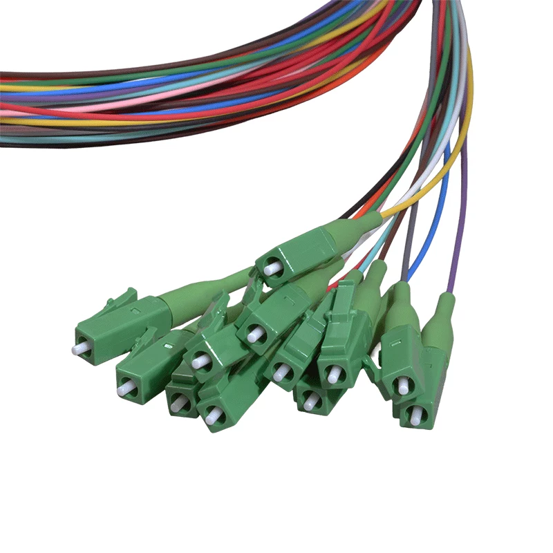 LogiLink Fiber Pigtail set 12 x LC/APC OS2 (G657.A1), 2m, farebný, zelený konektor