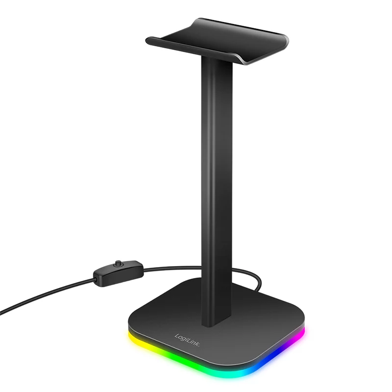 LogiLink stojan na slúchadlá s RGB osvetlením, čierny