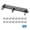 LOGILINK modulárny 16-port Cat.6A Keystone patch panel, 19/1U, s 3 káblovými krúžkami, čierny