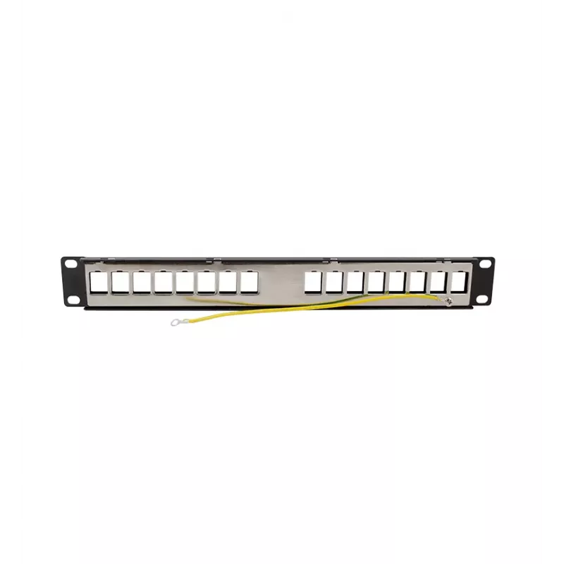LOGILINK modulárny 16-port Cat.6A Keystone patch panel, 19/1U, s 3 káblovými krúžkami, čierny