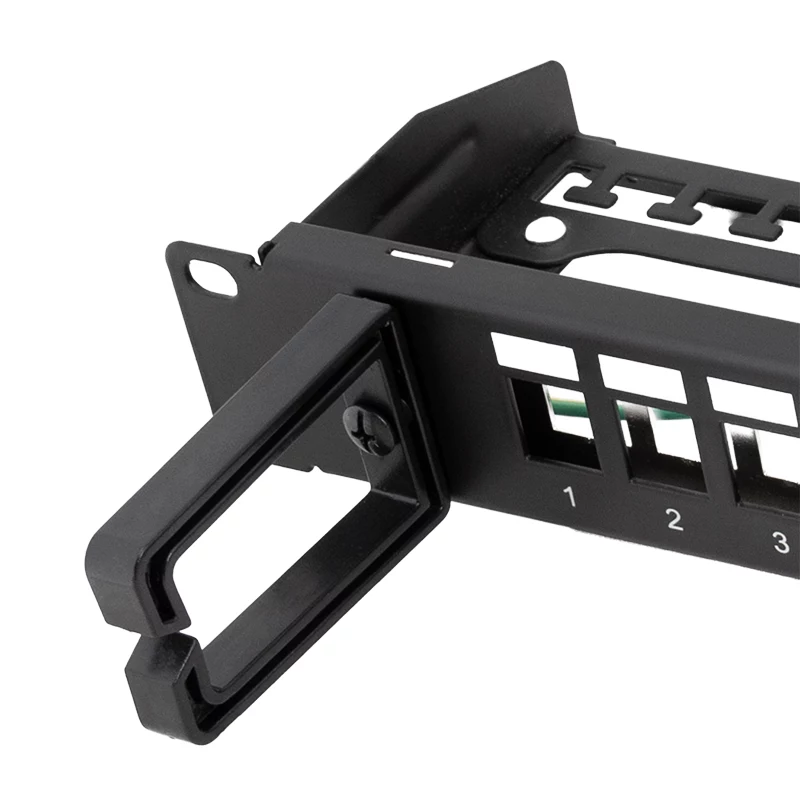 LOGILINK modulárny 16-port Cat.6A Keystone patch panel, 19/1U, s 3 káblovými krúžkami, čierny