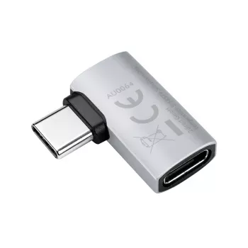 LogiLink USB4 Type-C 90° adaptér, C/M na C/F, 40 Gbit/s, 240W, 8K/60Hz, hliník, strieborná