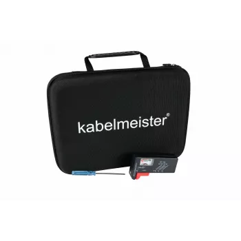 Kabelmeister box na ukladanie batérií s integrovaným testerom pre AA, AAA, C, D, 9V a gombíkové batérie - čierna